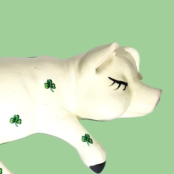 Shelf Sitter Shamrock Sleeping Piggy Cute Irish & Such Specialty Ceramics Pig - Picture 11 of 11